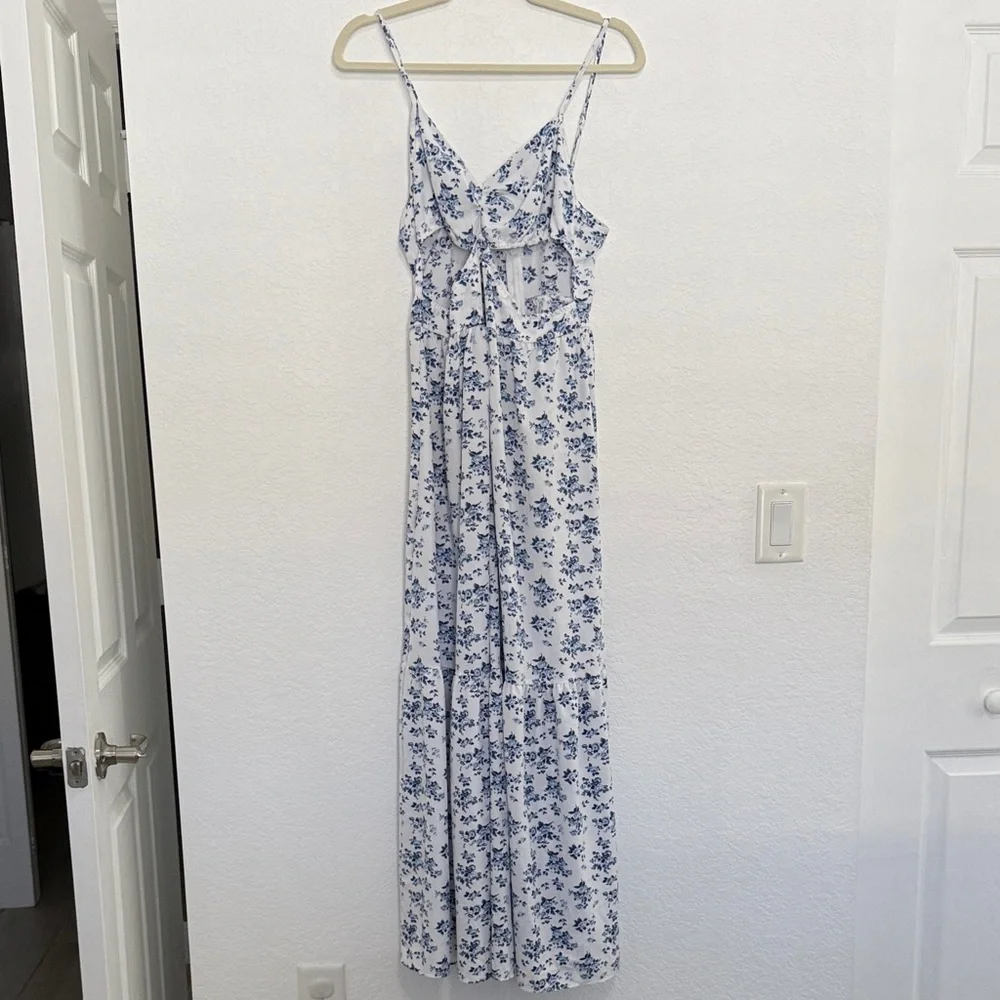 SHEIN Blue Floral Maxi Dress Large - Picture 4 of 9